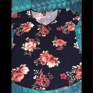 Navy blue flower t shirt